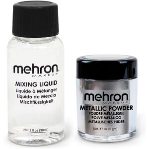 Mehron Makeup Metallic Powder (.17 oz) with Mixing Liquid (1 oz) (Silver) Mehron Makeup Metallic Powder (.17 oz) with Mixing Liquid (1 oz) (Silver)