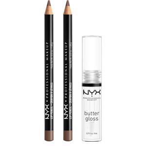 NYX PROFESSIONAL MAKEUP Slim Lip Pencil (Espresso) + Butter Gloss (Sugar Glass NYX PROFESSIONAL MAKEUP Slim Lip Pencil (Espresso) + Butter Gloss (Sugar Glass