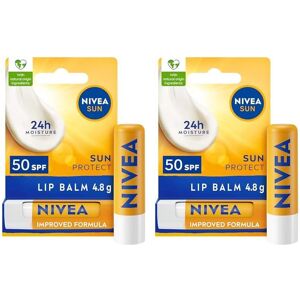 NIVEA SUN Protect Caring Lip Balm SPF50 (5.5ml), Factor 50 Lip Balm with Shea Bu NIVEA SUN Protect Caring Lip Balm SPF50 (5.5ml), Factor 50 Lip Balm with Shea Bu