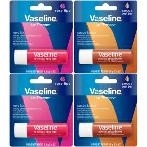 Vaseline Lip Therapy Variety 4-Pack - Rosy Lips + Cocoa Butter Moisturizing Lip Vaseline Lip Therapy Variety 4-Pack - Rosy Lips + Cocoa Butter Moisturizing Lip