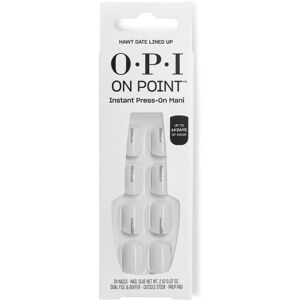 OPI On Point Hawt Date Lined Up Short Round White with Silver Shimmer Nail Art OPI On Point Hawt Date Lined Up Short Round White with Silver Shimmer Nail Art