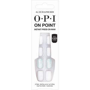 OPI On Point All Ice on Alpine Snow Short Round White & Accent Blue Nail Art P OPI On Point All Ice on Alpine Snow Short Round White & Accent Blue Nail Art P