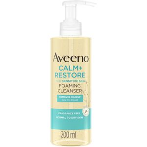 Aveeno Face CALM+RESTORE Foaming Cleanser, Removes Makeup + Waterproof Mascara, Aveeno Face CALM+RESTORE Foaming Cleanser, Removes Makeup + Waterproof Mascara,