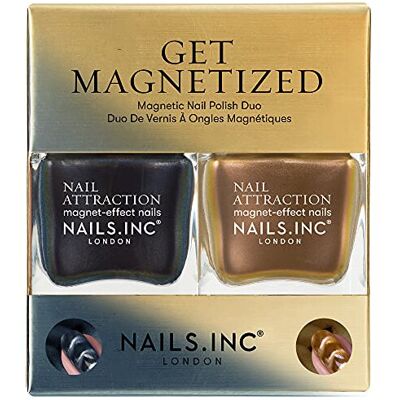 Nails.INC - Magnetized Magnet Effect - Gunmetal Blue - Shimmering Gold - Nail Polish Duo Nails.INC - Magnetized Magnet Effect - Gunmetal Blue - Shimmering Gold - Nail Polish Duo
