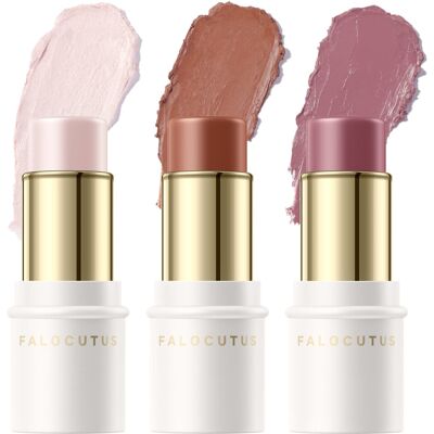 FALOCUTUS 3 Pcs UNIVERSAl Contour Stick Set Cream Blush & Highlighter Bronzer Pe FALOCUTUS 3 Pcs UNIVERSAl Contour Stick Set Cream Blush & Highlighter Bronzer Pe