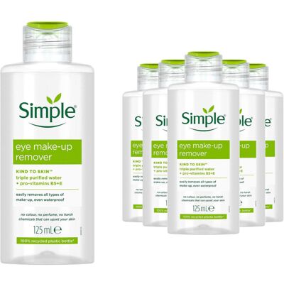 (6x of 125ml) Simple Kind to Skin Eye Make-Up Remover for Sensitive Skin (6x of 125ml) Simple Kind to Skin Eye Make-Up Remover for Sensitive Skin