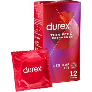 Durex Thin Feel Extra Lube Condoms, Regular Fit, 12s, Secure, Natural Latex, wit Durex Thin Feel Extra Lube Condoms, Regular Fit, 12s, Secure, Natural Latex, wit