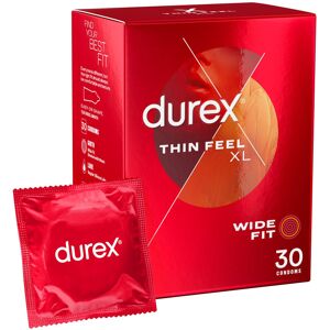 Durex Thin Feel XL Condoms, Wide Fit, 30s, Secure, Tighter, Natural Latex, with Silico Durex Thin Feel XL Condoms, Wide Fit, 30s, Secure, Tighter, Natural Latex, with Silico