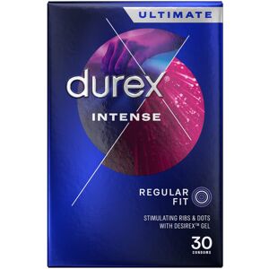 Durex Intense Condoms, 30s, Regular Fit, Pre Lubricated Desirex Gel, Ribbed and Durex Intense Condoms, 30s, Regular Fit, Pre Lubricated Desirex Gel, Ribbed and