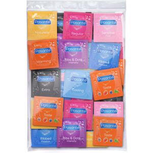 Pasante Condoms Variety Pack - Mix of 50 The Mixed Pack Contains: Flavoured, R Pasante Condoms Variety Pack - Mix of 50 The Mixed Pack Contains: Flavoured, R