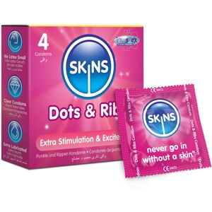 Skins Dots & Ribs Condoms 4 Pack - Ribbed and Dotted Condoms for Enhanced Pleasu Skins Dots & Ribs Condoms 4 Pack - Ribbed and Dotted Condoms for Enhanced Pleasu