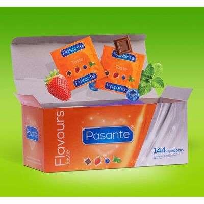 144 x Pasante Flavours Taste Condoms Flavoured Mint Strawberry Chocolate 144 x Pasante Flavours Taste Condoms Flavoured Mint Strawberry Chocolate