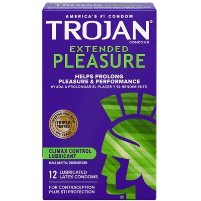 Trojan Extended Pleasure - Condoms with Desensitizing Lubricant - 12 Count Trojan Extended Pleasure - Condoms with Desensitizing Lubricant - 12 Count