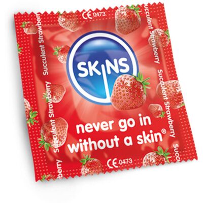 Skins Condoms Strawberry Flavour FOIL. (BAG 500) Skins Condoms Strawberry Flavour FOIL. (BAG 500)