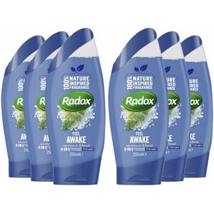 Radox Feel Awake Shower Gel, Sea Minerals & Fennel, 6 Pack, 250ml Radox Feel Awake Shower Gel, Sea Minerals & Fennel, 6 Pack, 250ml