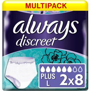 Multipack 2x Always Discreet Pants Plus Large - 8 Pack Incontinence Protection Multipack 2x Always Discreet Pants Plus Large - 8 Pack Incontinence Protection