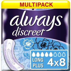 Multipack 4x Always Discreet Pads Long Plus (903ml) 8 Pack Incontinence Protecti Multipack 4x Always Discreet Pads Long Plus (903ml) 8 Pack Incontinence Protecti