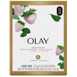Olay Fresh Outlast Cooling White Strawberry & Mint Beauty Bar 4 oz, 8 Ct Olay Fresh Outlast Cooling White Strawberry & Mint Beauty Bar 4 oz, 8 Ct
