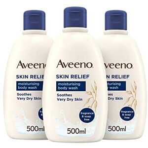 Aveeno Skin Relief Moisturising Body Wash Bundle, 3 x 500ml, Brown Aveeno Skin Relief Moisturising Body Wash Bundle, 3 x 500ml, Brown