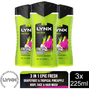 (Buy 3) Lynx Shower Gel Epic Fresh 225ml, 3 or 12 Pack (Buy 3) Lynx Shower Gel Epic Fresh 225ml, 3 or 12 Pack