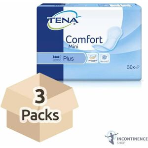 3x TENA Comfort Mini Plus - Pack of 30 - Thin Incontinence Pads 450ml 3x TENA Comfort Mini Plus - Pack of 30 - Thin Incontinence Pads 450ml