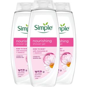 Simple Kind to Skin Nourishing Shower Gel Natural Geranium Oil 675ml, 3pk Simple Kind to Skin Nourishing Shower Gel Natural Geranium Oil 675ml, 3pk