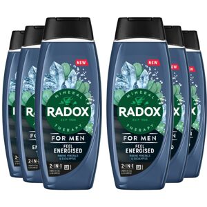 6x Radox Mineral Therapy Feel Energised 2in1 Shower Gel & Shampoo for Men, 450ml 6x Radox Mineral Therapy Feel Energised 2in1 Shower Gel & Shampoo for Men, 450ml