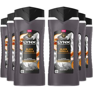 Lynx Black Vanilla Body Wash with 12Hrs of Freshness for Men 400ml, 6 Pack Lynx Black Vanilla Body Wash with 12Hrs of Freshness for Men 400ml, 6 Pack