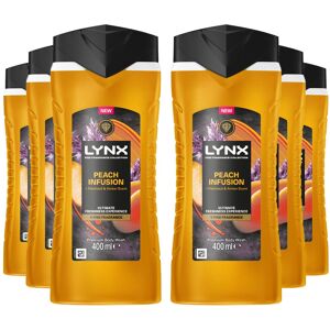 Lynx Peach Infusion Body Wash with 12Hrs of Freshness for Men 400ml, 6 Pack Lynx Peach Infusion Body Wash with 12Hrs of Freshness for Men 400ml, 6 Pack