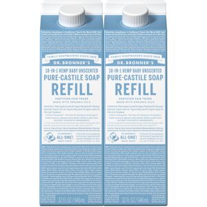 Dr Bronner's Dr. Bronner's Pure-Castile Liquid Soap Refill (Baby Unscented 32oz Pack of 2) Dr Bronner's Dr. Bronner's Pure-Castile Liquid Soap Refill (Baby Unscented 32oz Pack of 2)