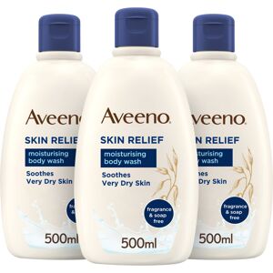 Aveeno Skin Relief Moisturising Body Wash Bundle (3x 500ml), Gentle Cleansing Wa Aveeno Skin Relief Moisturising Body Wash Bundle (3x 500ml), Gentle Cleansing Wa