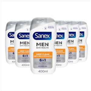 Sanex Men Deep Clean Shower Gel 400ml x 6, Reduces Oil Sanex Men Deep Clean Shower Gel 400ml x 6, Reduces Oil
