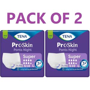 TENA ProSkin Pants Night Super -Large-2 Packs of 10- 2100ml TENA ProSkin Pants Night Super -Large-2 Packs of 10- 2100ml