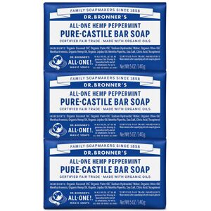 Dr Bronner's Dr. Bronner's - Pure-Castile Bar Soap (Peppermint, 5 ounce, 3-Pack) - Made with Dr Bronner's Dr. Bronner's - Pure-Castile Bar Soap (Peppermint, 5 ounce, 3-Pack) - Made with