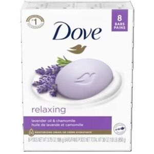 Dove Beauty Bar Soap Relaxing Lavender Oil & Chamomile 8 Bars for moisturized Sk Dove Beauty Bar Soap Relaxing Lavender Oil & Chamomile 8 Bars for moisturized Sk