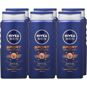 NIVEA MEN Sport Shower Gel (6 x 400ml), Refreshing Body Wash with Lime Scent, Al NIVEA MEN Sport Shower Gel (6 x 400ml), Refreshing Body Wash with Lime Scent, Al