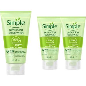 (Buy 3) Simple Kind to Skin Soap Free Refreshing Facial Gel Wash 50ml, 3 Pack (Buy 3) Simple Kind to Skin Soap Free Refreshing Facial Gel Wash 50ml, 3 Pack