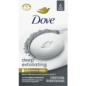 Dove Beauty Bar Soap 6 Bars Deep Exfoliating Charcoal Powder & Glycerin for Soft Dove Beauty Bar Soap 6 Bars Deep Exfoliating Charcoal Powder & Glycerin for Soft