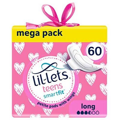 Lil-lets - Teens Long Pads Petite with Wings - 60 Pack - Sanitary pad Lil-lets - Teens Long Pads Petite with Wings - 60 Pack - Sanitary pad