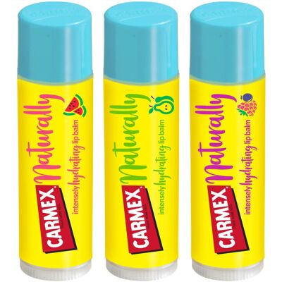 Carmex Watermelon, Berry & Pear Naturally Stick 3-Pieces Mixed Pack Carmex Watermelon, Berry & Pear Naturally Stick 3-Pieces Mixed Pack