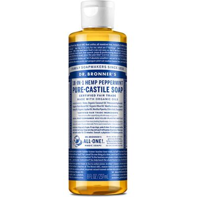 Dr Bronner's Dr. Bronner's - Pure-Castile Liquid Soap (Peppermint 8 Ounce) - Made with Organ Dr Bronner's Dr. Bronner's - Pure-Castile Liquid Soap (Peppermint 8 Ounce) - Made with Organ
