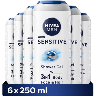 NIVEA MEN Sensitive Shower Gel, Alcohol-Free, Bamboo Extract, for Sensitive & Ir NIVEA MEN Sensitive Shower Gel, Alcohol-Free, Bamboo Extract, for Sensitive & Ir
