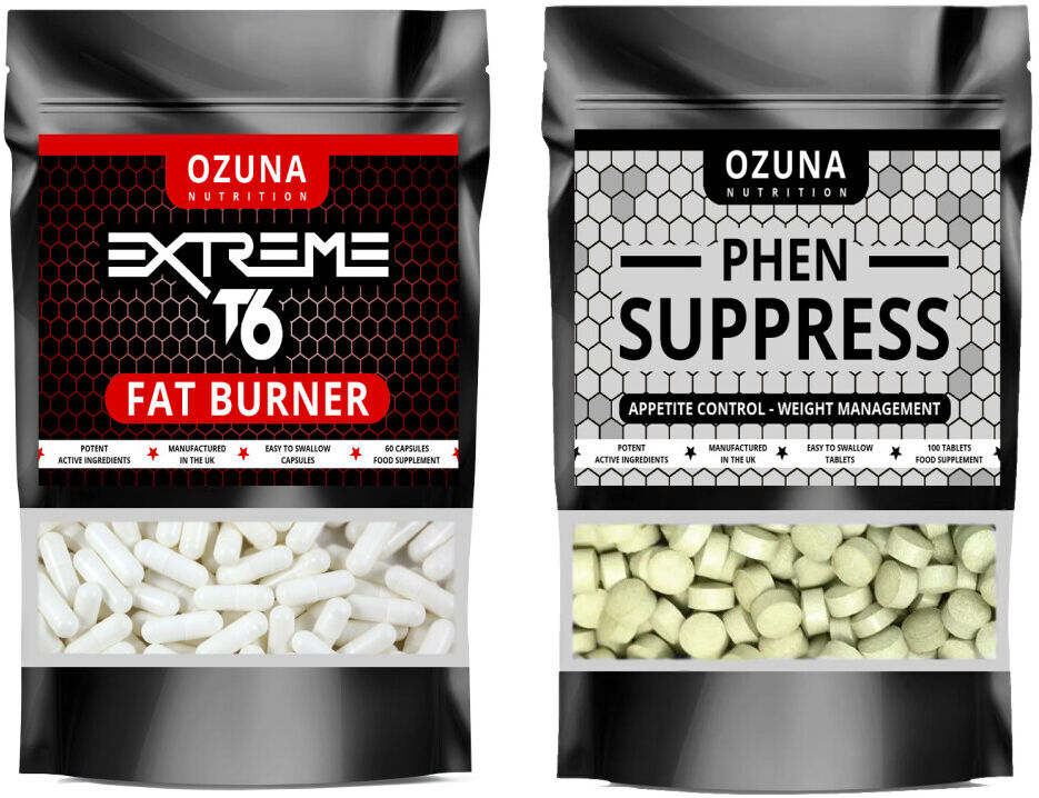 OZUNA NUTRITION Extreme T6 Keto Fat Burner & PHEN Suppress Appetite Suppressant Bundle, Weight L