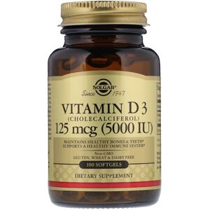 Solgar, Vitamin D3 (Cholecalciferol), 125 mcg (5,000 IU), 100 Softgels Solgar, Vitamin D3 (Cholecalciferol), 125 mcg (5,000 IU), 100 Softgels