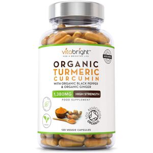 VitaBright Organic Turmeric Curcumin 1380mg with Organic Black Pepper & Organic Ginger - 12
