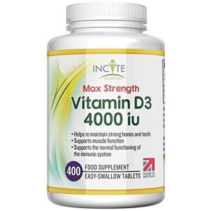 Incite Nutrition Vitamin D 4000iu - 400 Premium Vitamin D3 Easy-Swallow Micro Tablets - One a Day Incite Nutrition Vitamin D 4000iu - 400 Premium Vitamin D3 Easy-Swallow Micro Tablets - One a Day