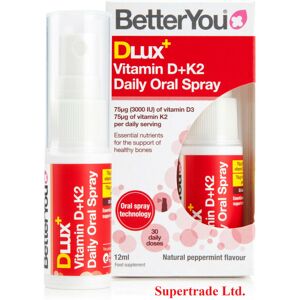 3 X BetterYou DLux+ Vitamin D + K2 Daily Oral Spray - 12ml 3 X BetterYou DLux+ Vitamin D + K2 Daily Oral Spray - 12ml