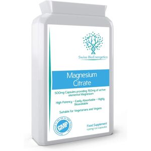 Swiss BioEnergetics Magnesium Citrate 500mg - 120 Capsules - 150mg Elemental Magnesium - High Potenc Swiss BioEnergetics Magnesium Citrate 500mg - 120 Capsules - 150mg Elemental Magnesium - High Potenc