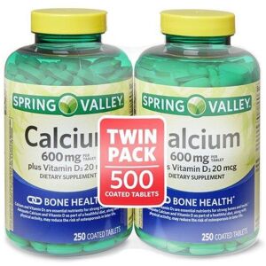 Spring Valley Calcium & D3 Tablets - Dietary supplement - 600mg calcium - 20mcg D3 - 2 Pack Spring Valley Calcium & D3 Tablets - Dietary supplement - 600mg calcium - 20mcg D3 - 2 Pack