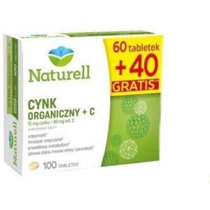 Naturell Cynk Organiczny + C, 60 tabletek + 40 tabletek gratis Naturell Cynk Organiczny + C, 60 tabletek + 40 tabletek gratis